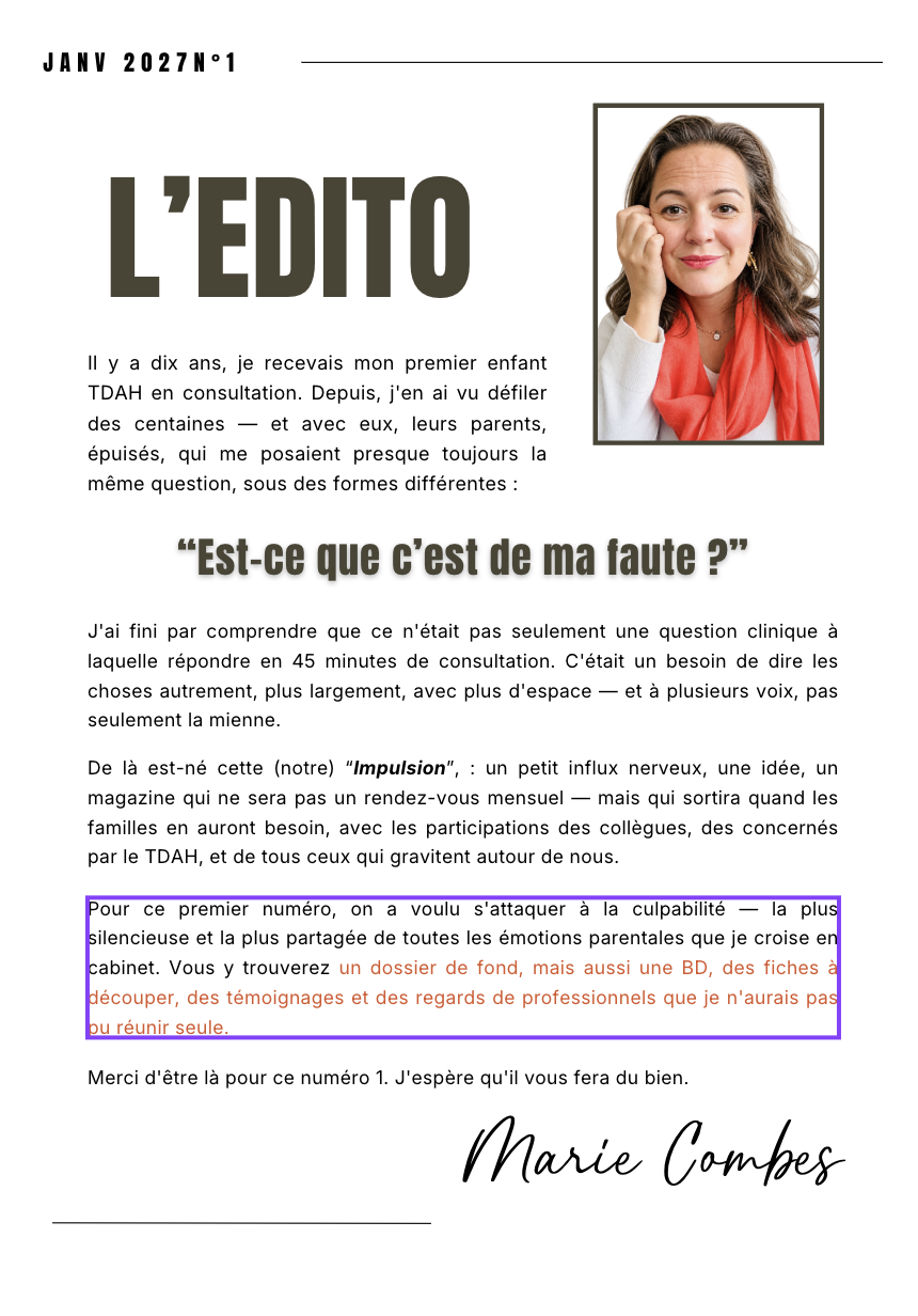 Première page de l’édito du magazine Impulsion